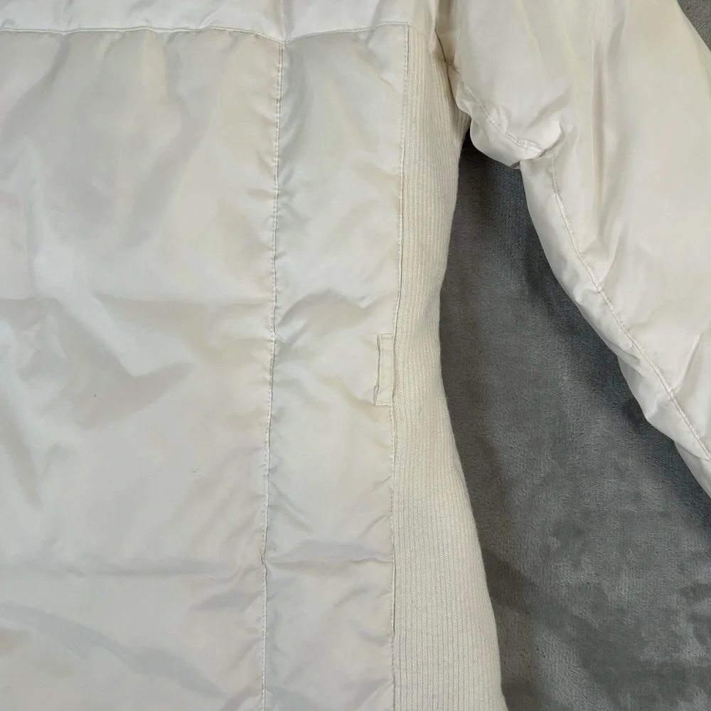 Bebe sport white down filled puffer jacket with rabbit fur lined removable hood - Picture 9 of 16